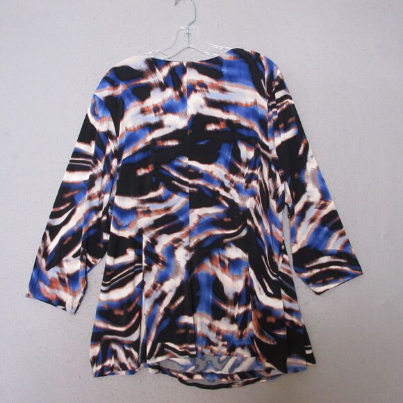 Calvin Klein Top Plus 2X Faux Wrap Abstract Print Buckle Party Career - Picture 2 of 11